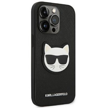 KARL LAGERFELD Handyhülle Case iPhone 14 Pro Kunstleder schwarz Katze Choupette