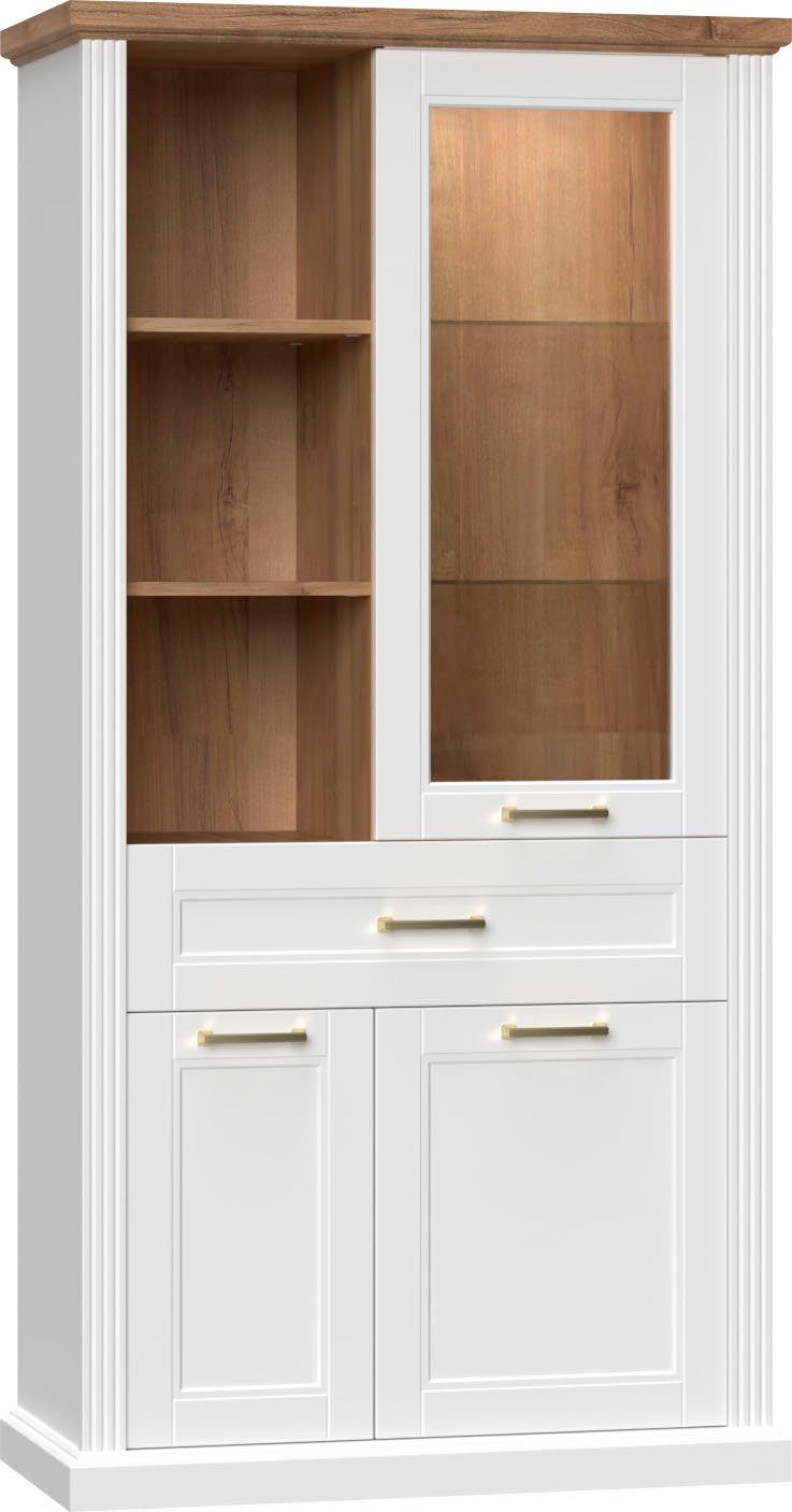 OTTO home Vitrine Tara (H/B/T): 200/101/48cm) lackiert mit wasserbasiertem UV-Lack, Soft-Close-Funktion