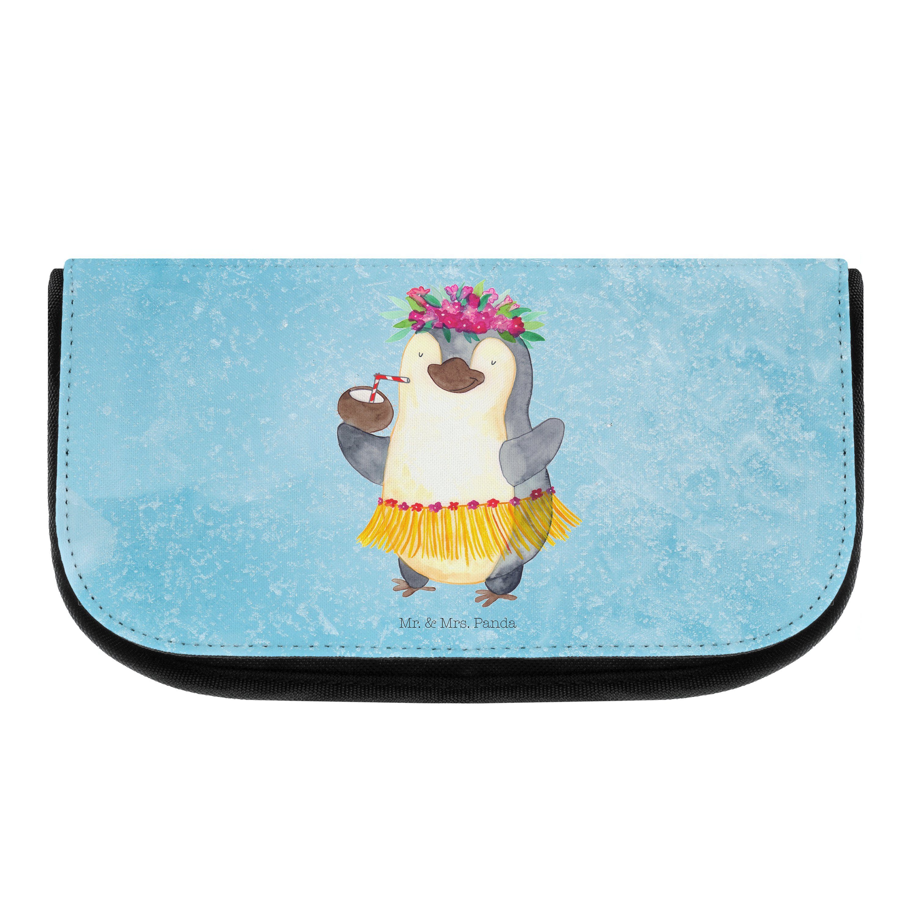 Mr. & Mrs. Panda Kosmetiktasche Pinguin Kokosnuss - Eisblau - Geschenk, Schminktasche, Aloha, Kulturt (1-tlg)