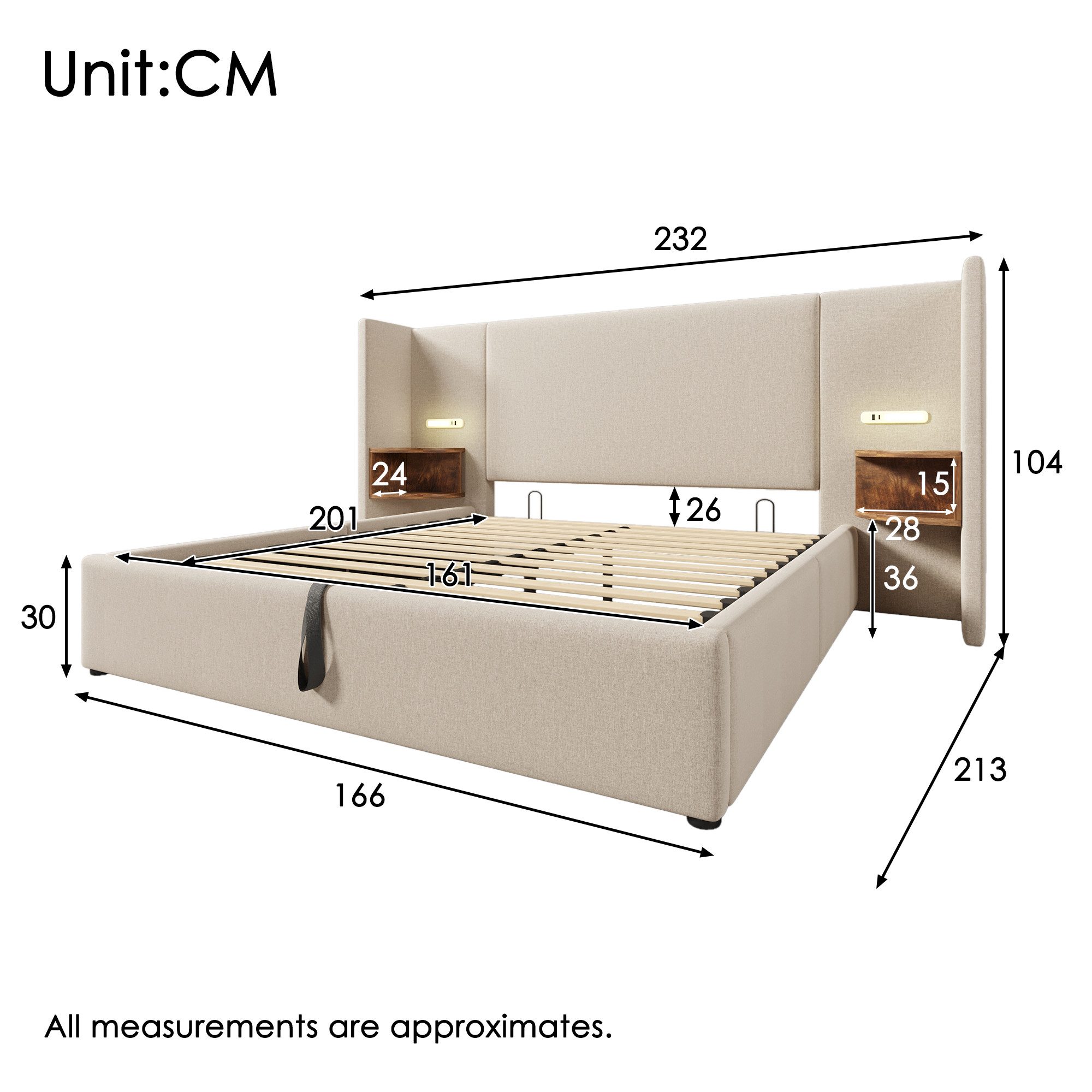 Ulife Polsterbett Doppelbett Stauraumbett Hydraulisches Funktionsbett günstig online kaufen