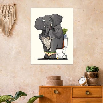 Posterlounge Poster Wyatt9, Elefant auf der Toilette, Kinderzimmer Kindermotive