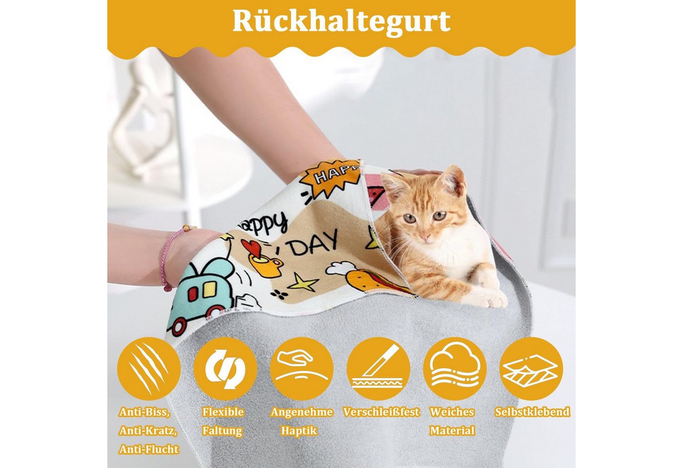 Thumbnail - RWEUOQ Tiertransporttasche Self-Adhesive Grooming Bag, Anti-Escape Grooming Wrap, verstellbares Katzenpflege-Set, stark ...