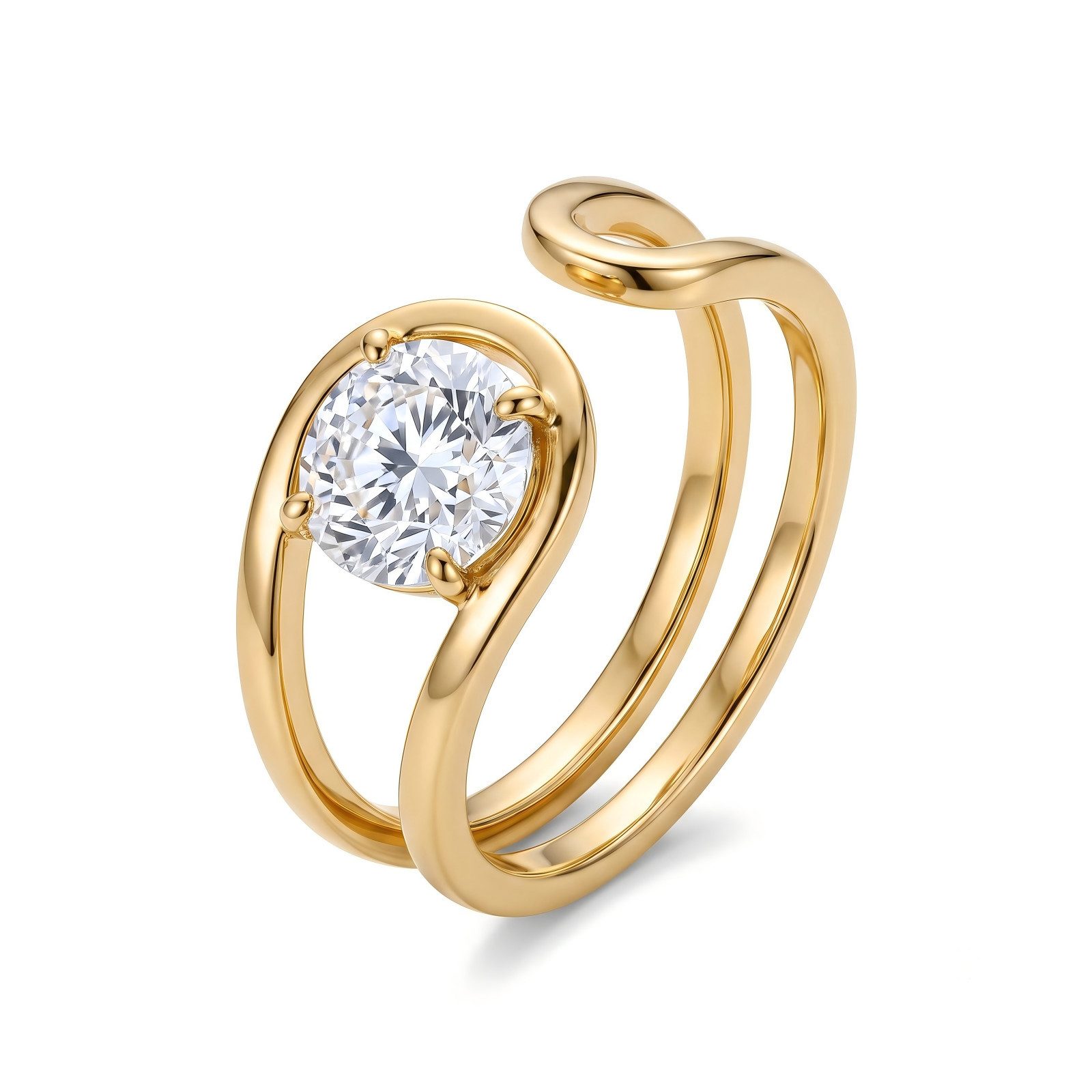 Jumpeak Diamantring 1,5/2ct Diamantring für Damen, Damenring aus 585er Gold, offener Ring, Paarringe,Geschenke zum Hochzeitstag,Echtheitszertifikat,Partnerringe