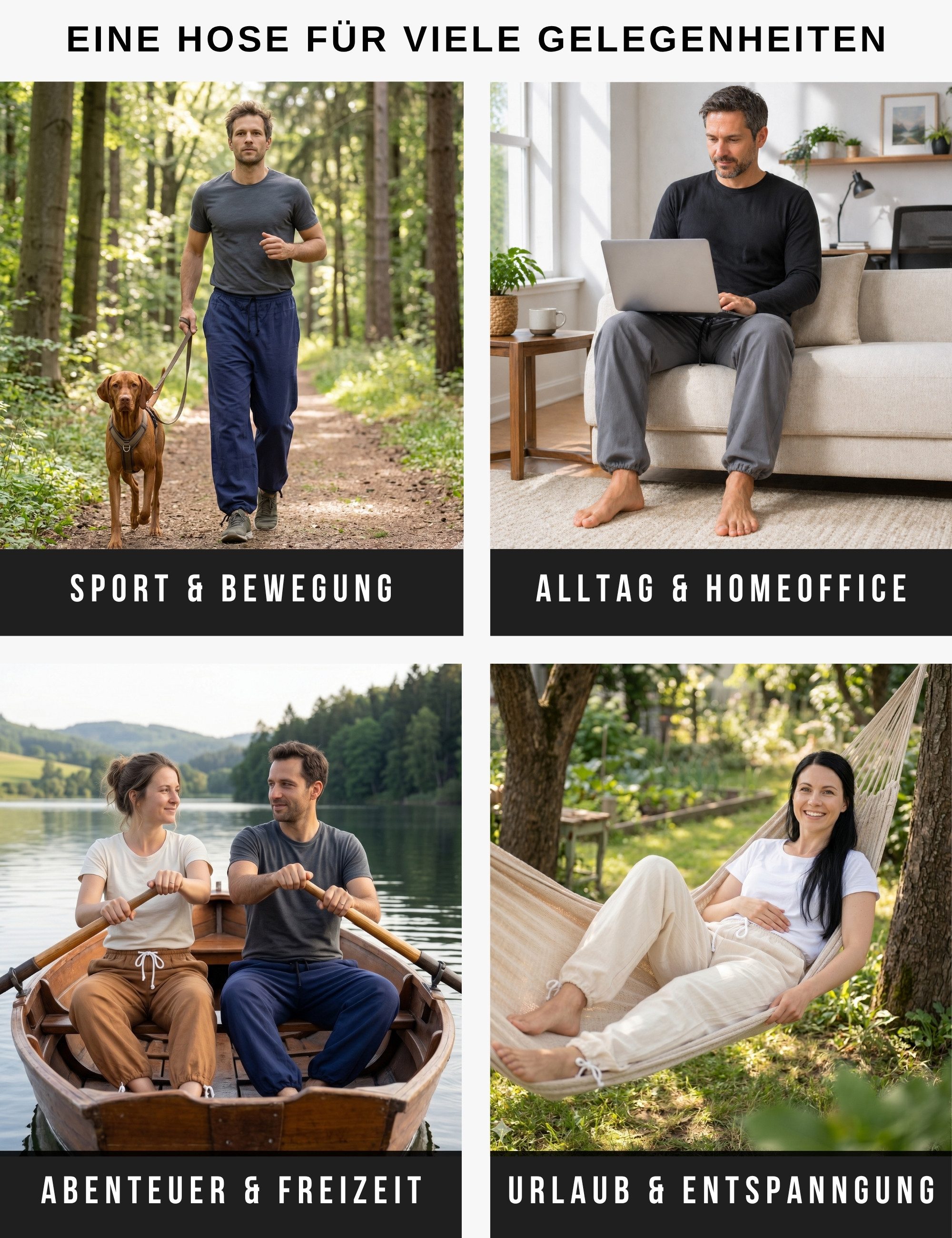PANASIAM Stoffhose Sommerhose aus Baumwolle - blickdicht - leichte Freizeithose - Unisex Baumwollhose Damen & Herren - Schlupfhose f. Alltag Urlaub Homeoffice – Bild 5 von 5