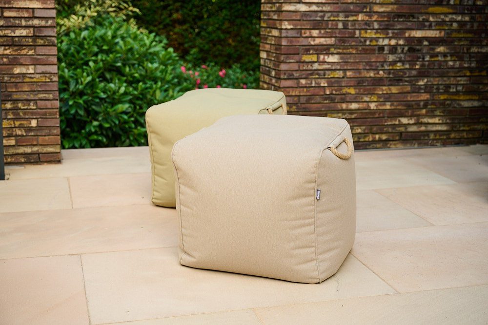 Siena Garden Sitzhocker Integral Hocker 46 x 48 x 46 cm, Farbe walnut, Meliert, Bezug aus 100% Polyester, PE-beschichtet