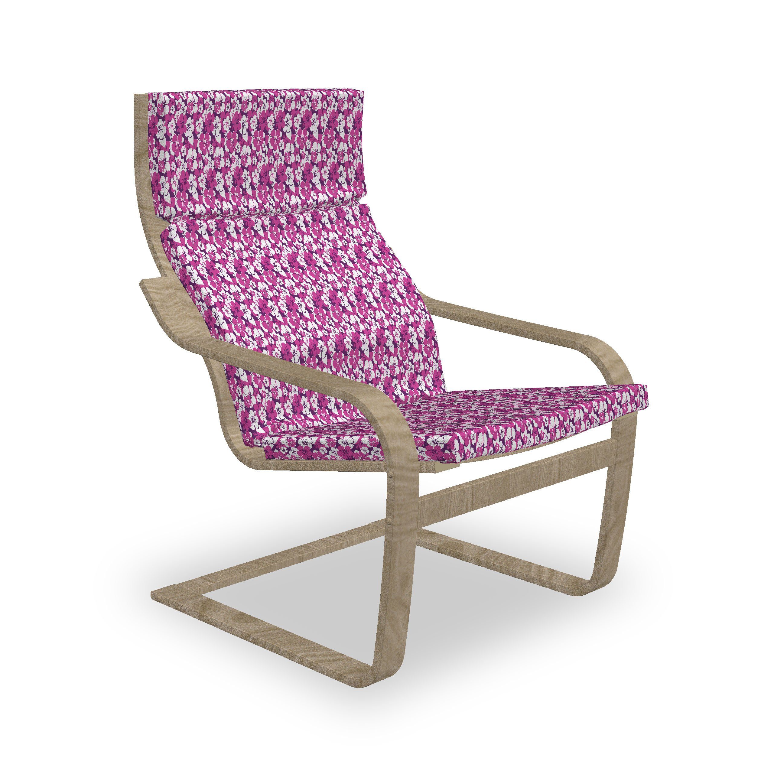Abakuhaus Sitzkissen mit Stuhlkissen Hakenschlaufe Reißverschluss, Violett mit und Grafische Hibiscus-Grafik Stuhlkissen