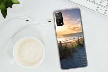 MuchoWow Handyhülle Sonnenuntergang - Strand - Düne - Gras - Bank, Phone Case, Handyhülle Xiaomi Mi 10T, Silikon, Schutzhülle
