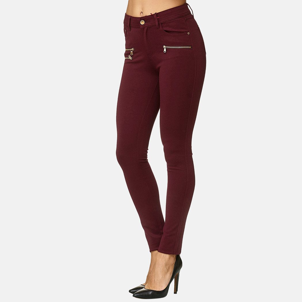 Elara Jeggings Damen Skinny Hose mit Zierreißverschlüssen und schmalem Bein