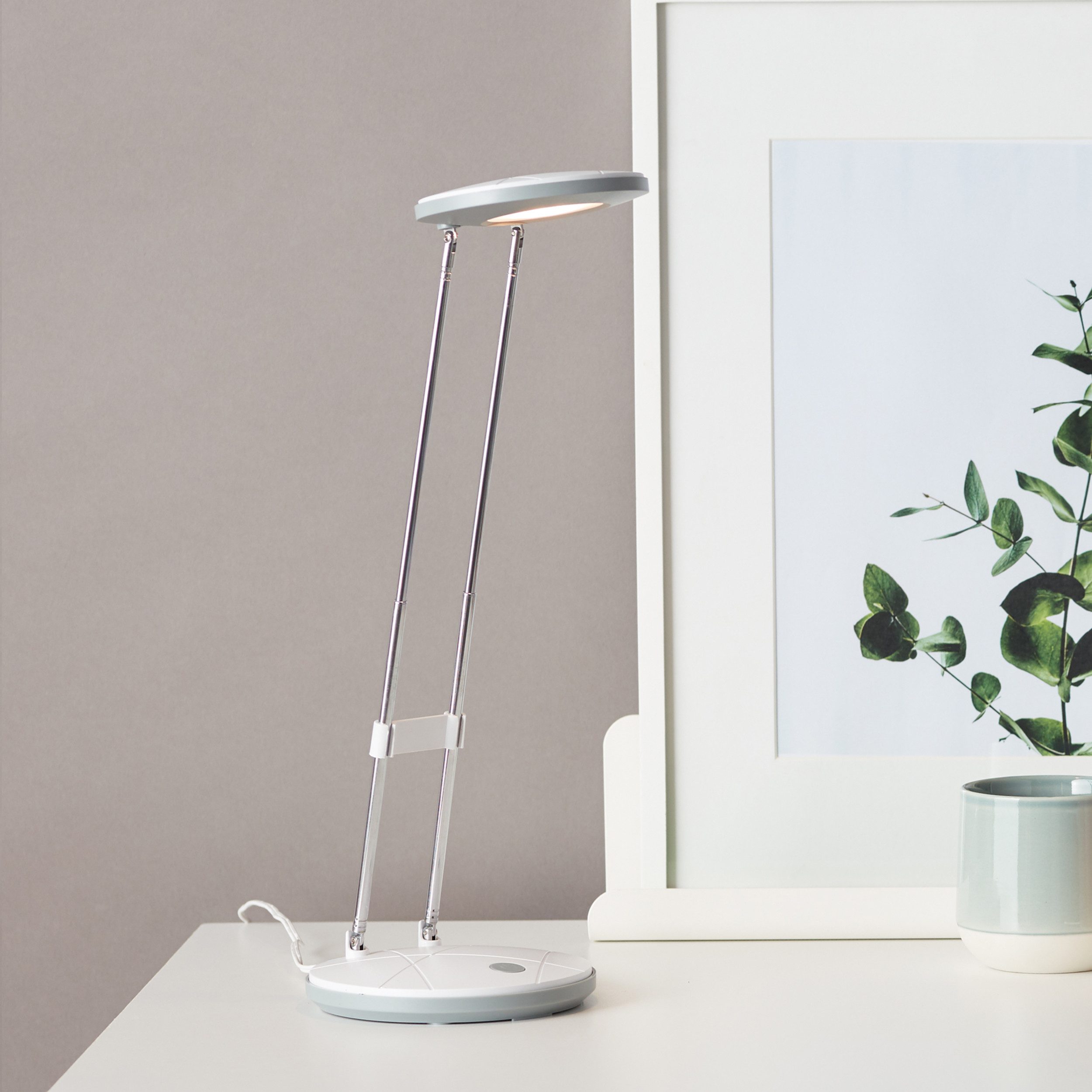 Lightbox Tischleuchte, LED fest integriert, Warmweiß, LED Tischlampe, 24 - 36 cm Höhe, Ø 12 cm, 3,5 W, 220 lm, schwenkbar