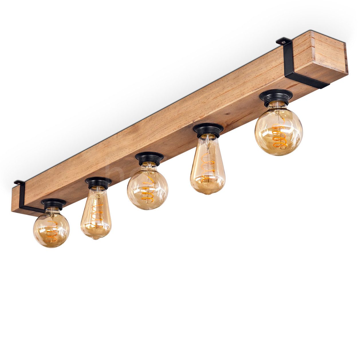 hofstein Deckenleuchte moderne Deckenlampe aus Metall/Holz in Schwarz/Natur günstig online kaufen