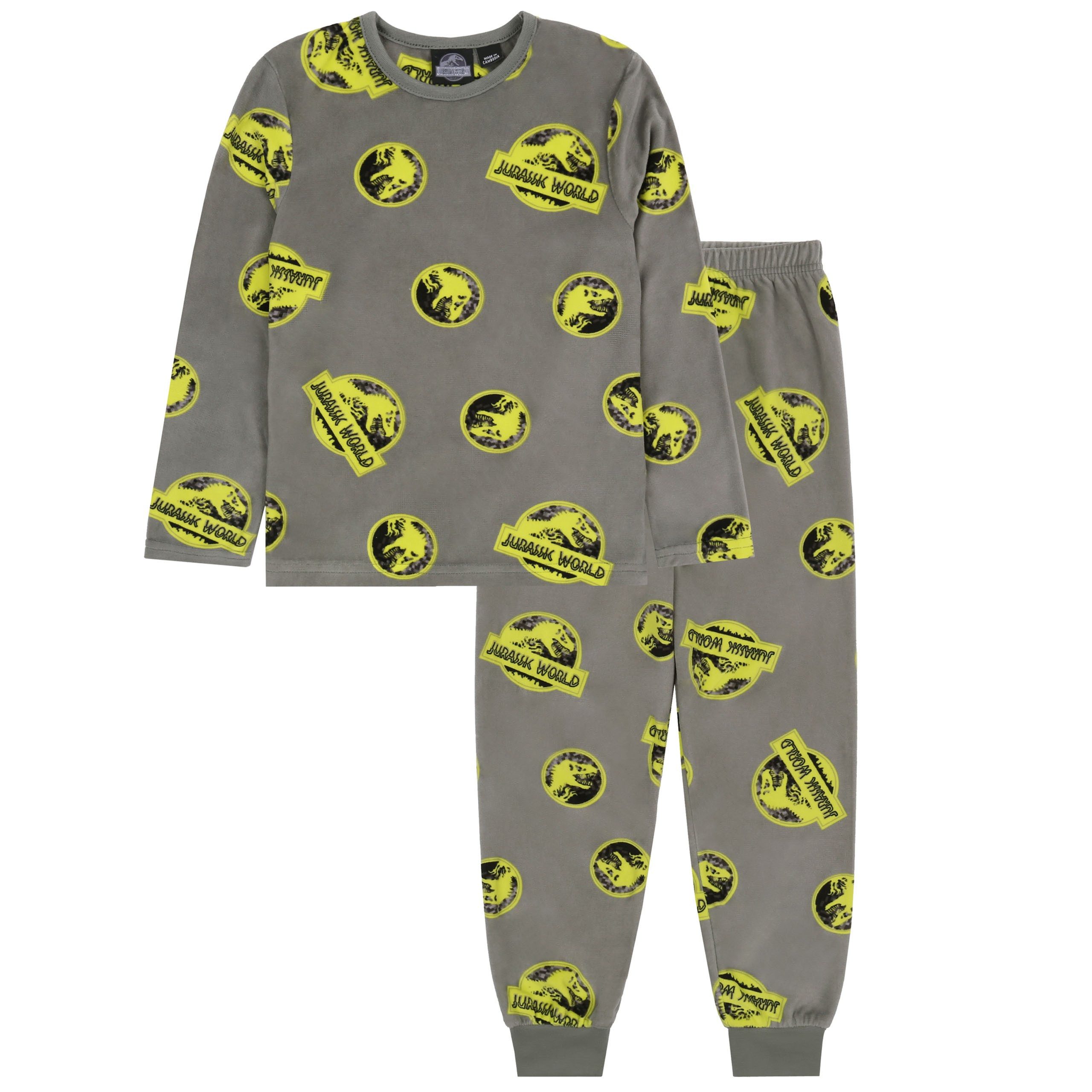 Jurassic World Schlafanzug Khaki, angenehm weiches Pyjama für Jungen Jurassic World 6-7 Jahre