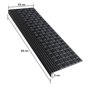 Stufenmatte Diamond, Treppenschutz, Stufenschutz,25x65 cm, Schwarz, Karat, rechteckig, aus Gummi