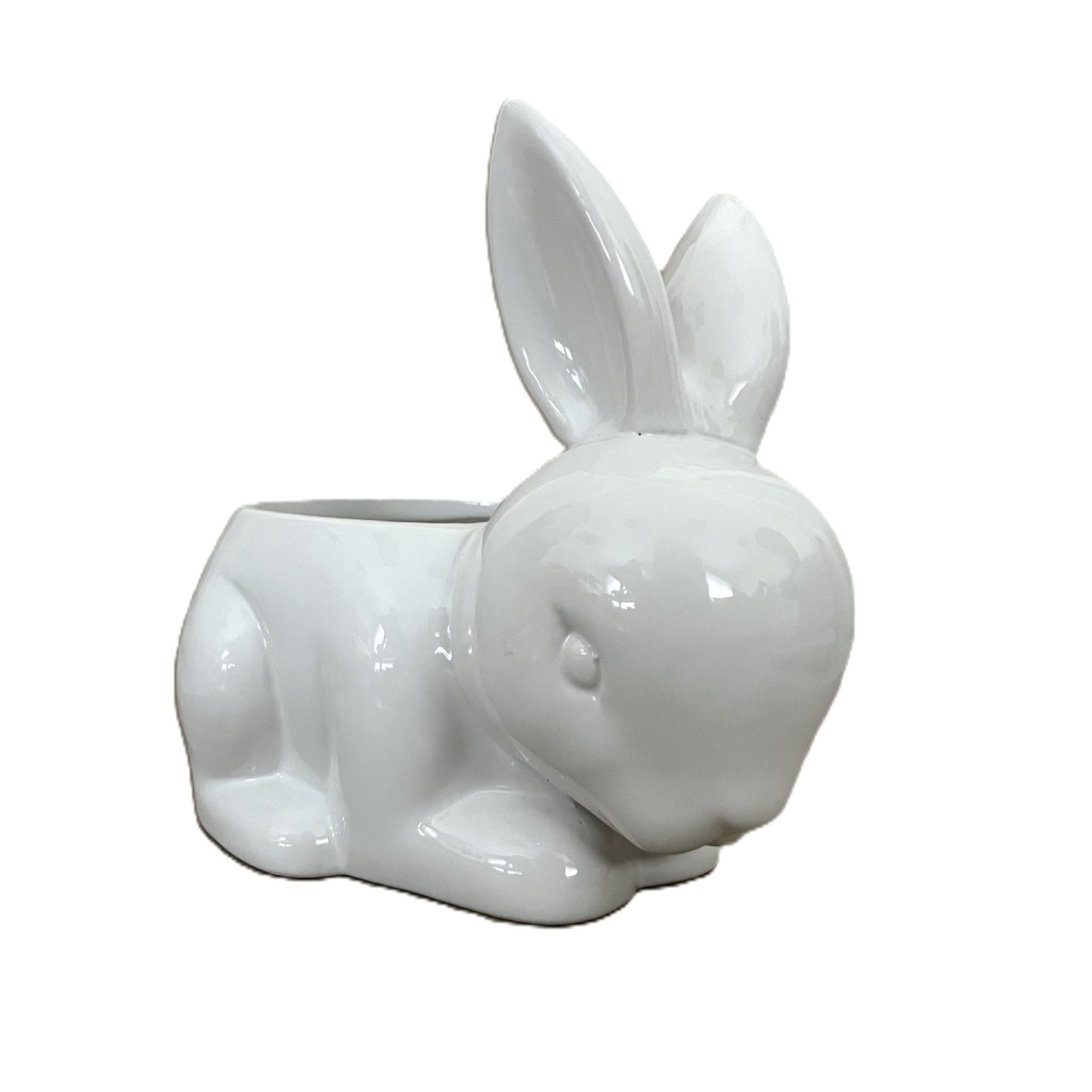 Countryfield Osterhase Osterhase Weiß mit Übertopf Keramik Modern 23 cm, Hase mit Topf
