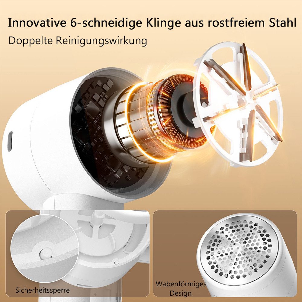 TUWENA Fusselrasierer Fusselrasierer, Tragbarer Aufladbar Elektrisch Fusselentferner, Mit 3 Geschwindigkeiten sowie LED-Anzeige, für Verschiedene Stoffe