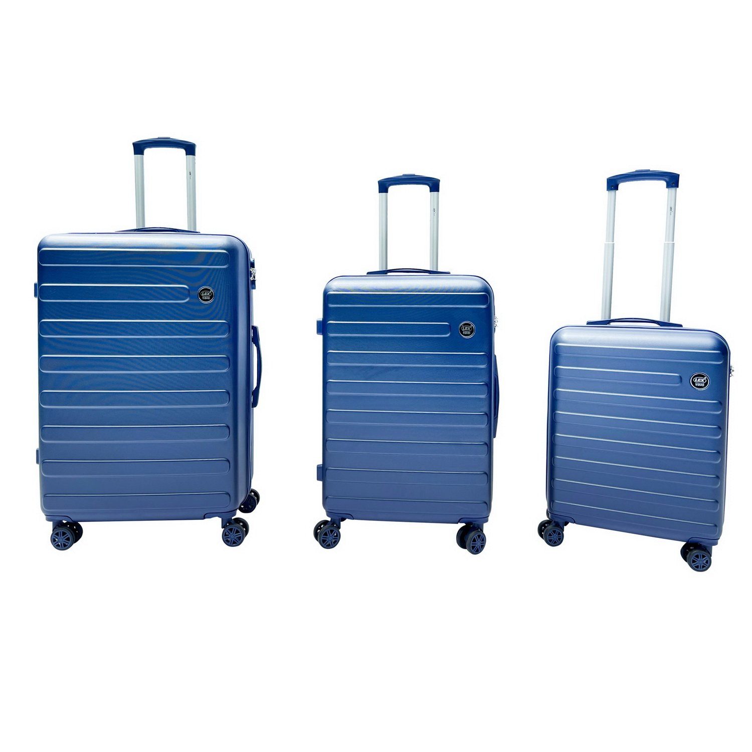 Linder Exclusiv GmbH Kofferset 3er Komfort ABS Kofferset Trolley Koffer-Set, 4 Doppelrollen (multidirektional) / 360° Leichtlauf-Rollen