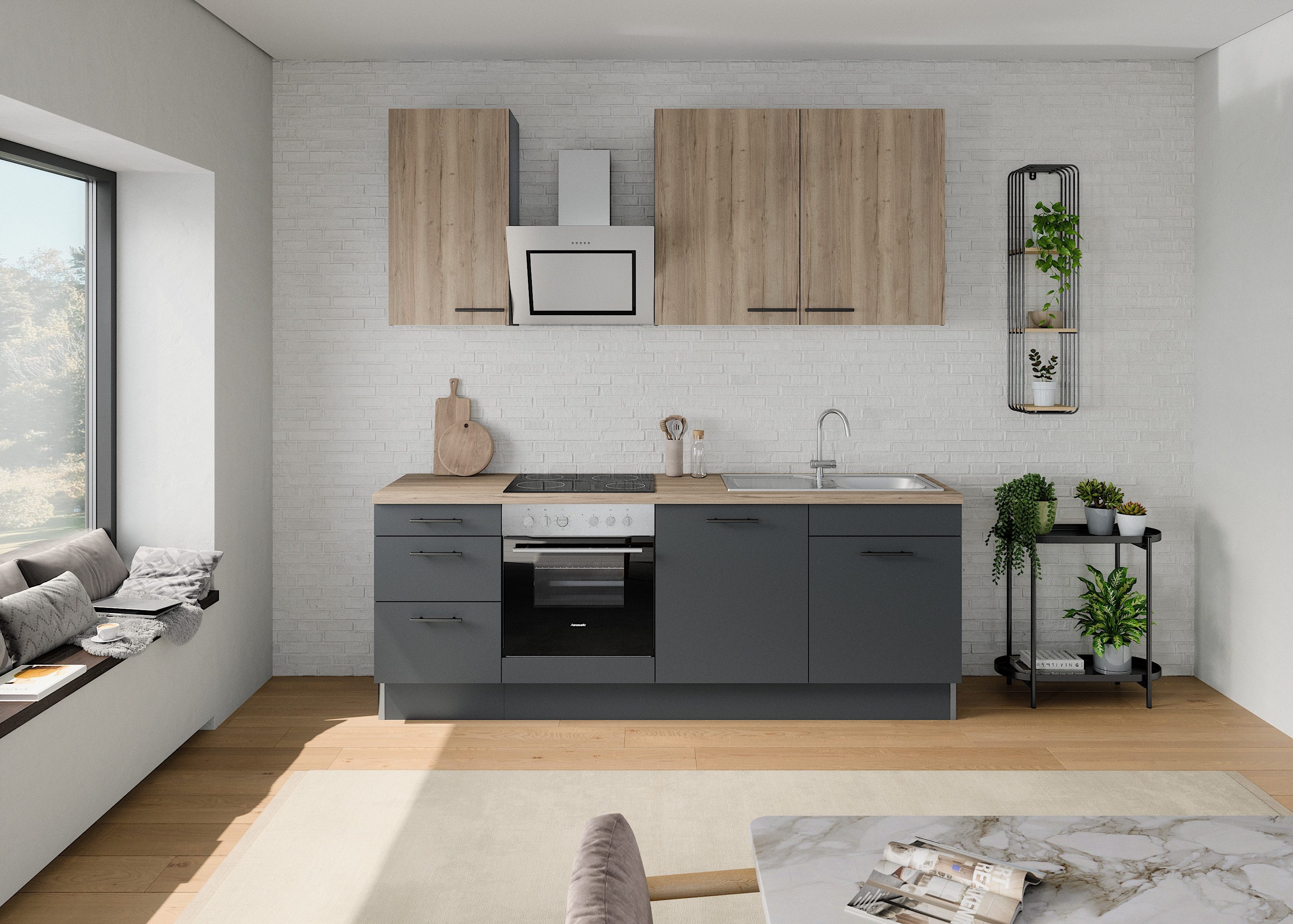 OPTIFIT Küchenzeile Fiona, Breite 230 cm, mit Hanseatic-E-Geräten in Premiu günstig online kaufen