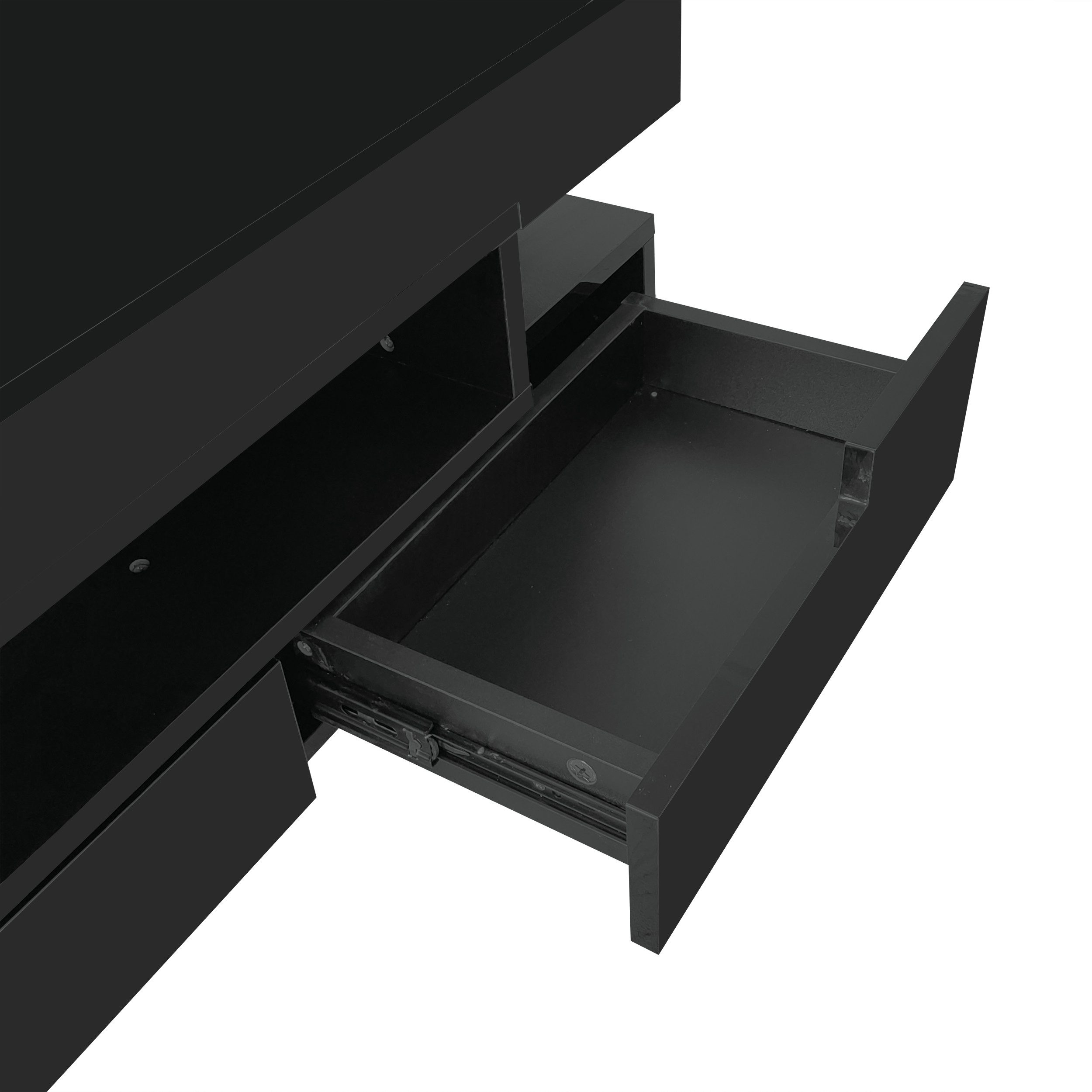 Merax Couchtisch, hochglanz mit 4 Schubladen inkl. LED, Beistelltisch, Wohnzimmertisch