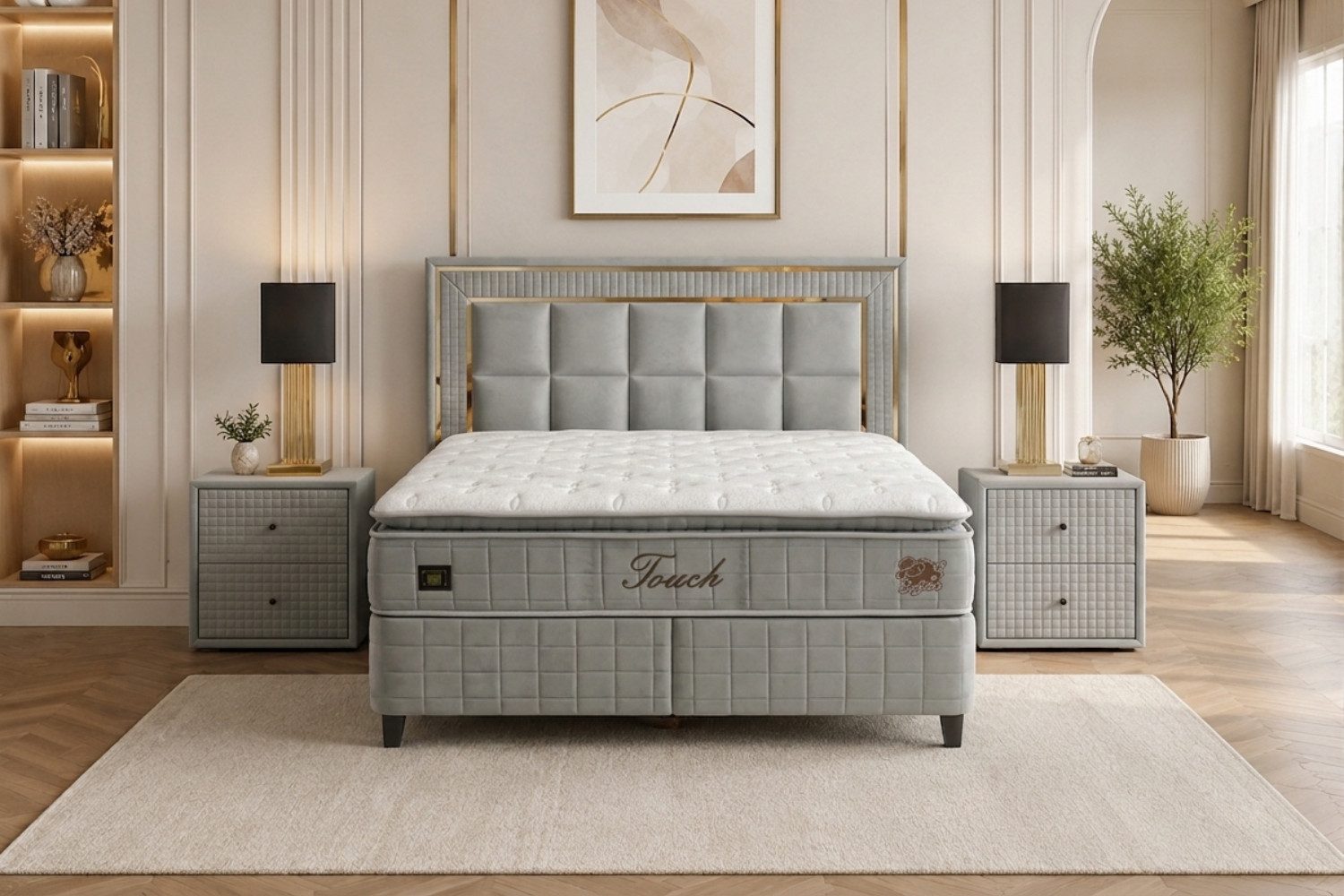 gowoll Boxspringbett Wooltouch Stauraumbett, Doppelbett inkl. Matratze (Set, erhältlich in den Größen 140x200cm, 160x200cm und 180x200cm), inkl. zwei Bettkästen & 35 cm höhe Matratze und Topper