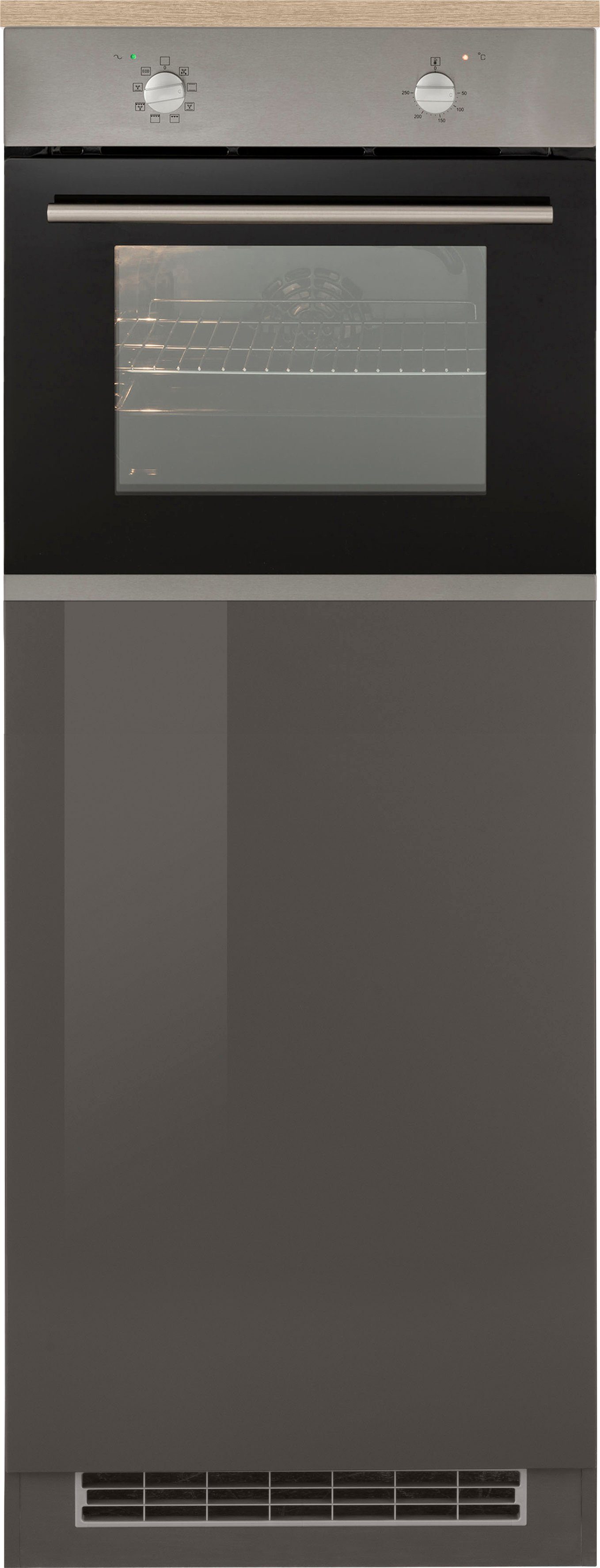 HELD MÖBEL breit Backofen/Kühlumbauschrank Hochglanz grau Virginia 60 cm graphit 