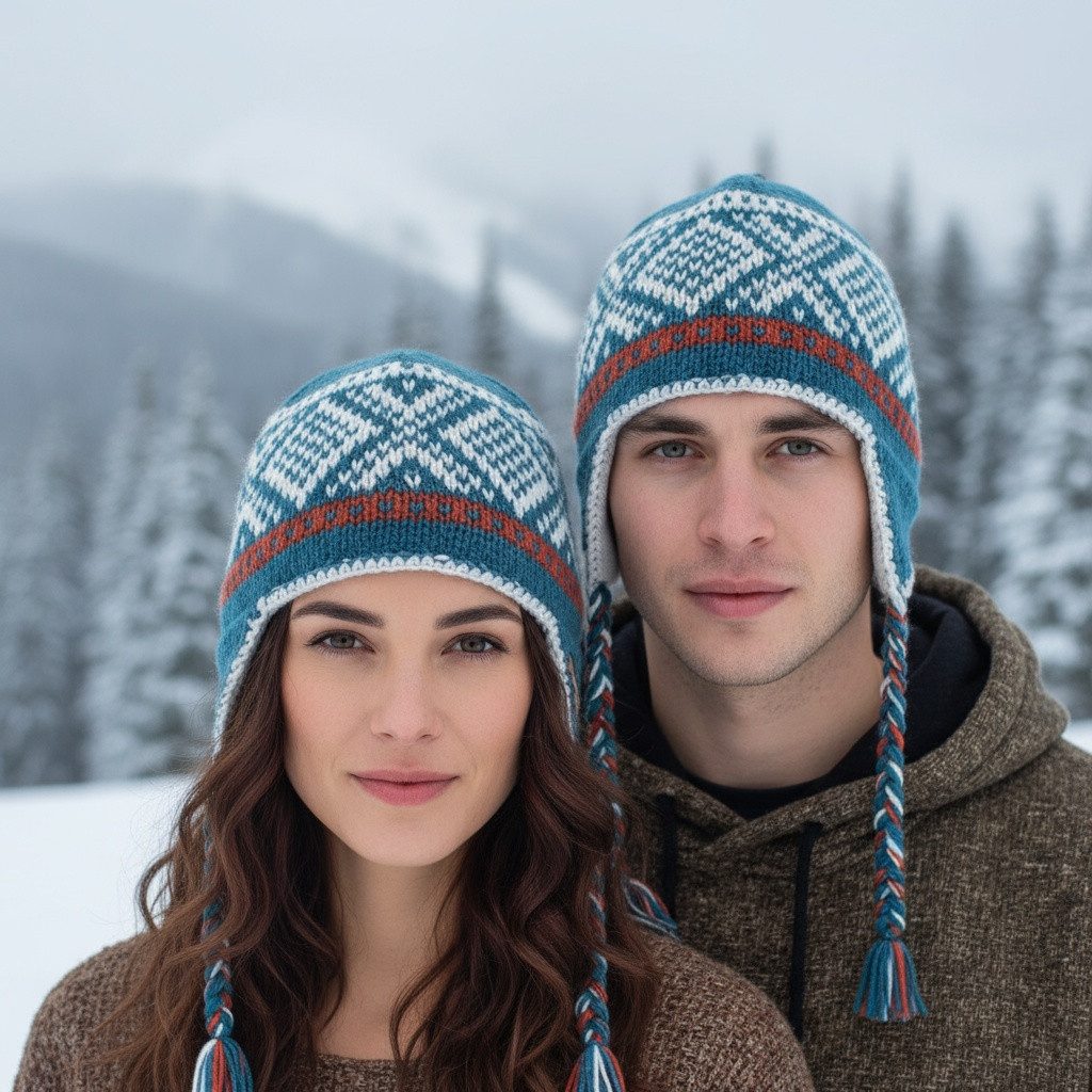 Guru-Shop Strickmütze Wollmütze mit Ohrenklappen, Norwegermütze -.. günstig online kaufen