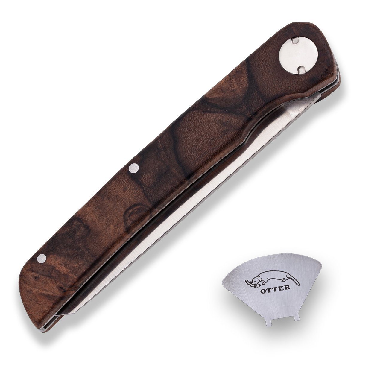 Otter Messer York - Taschenmesser, Wurzelwalnuss Gentleman Slipjoint Klinge rostfrei, Taschenmesser