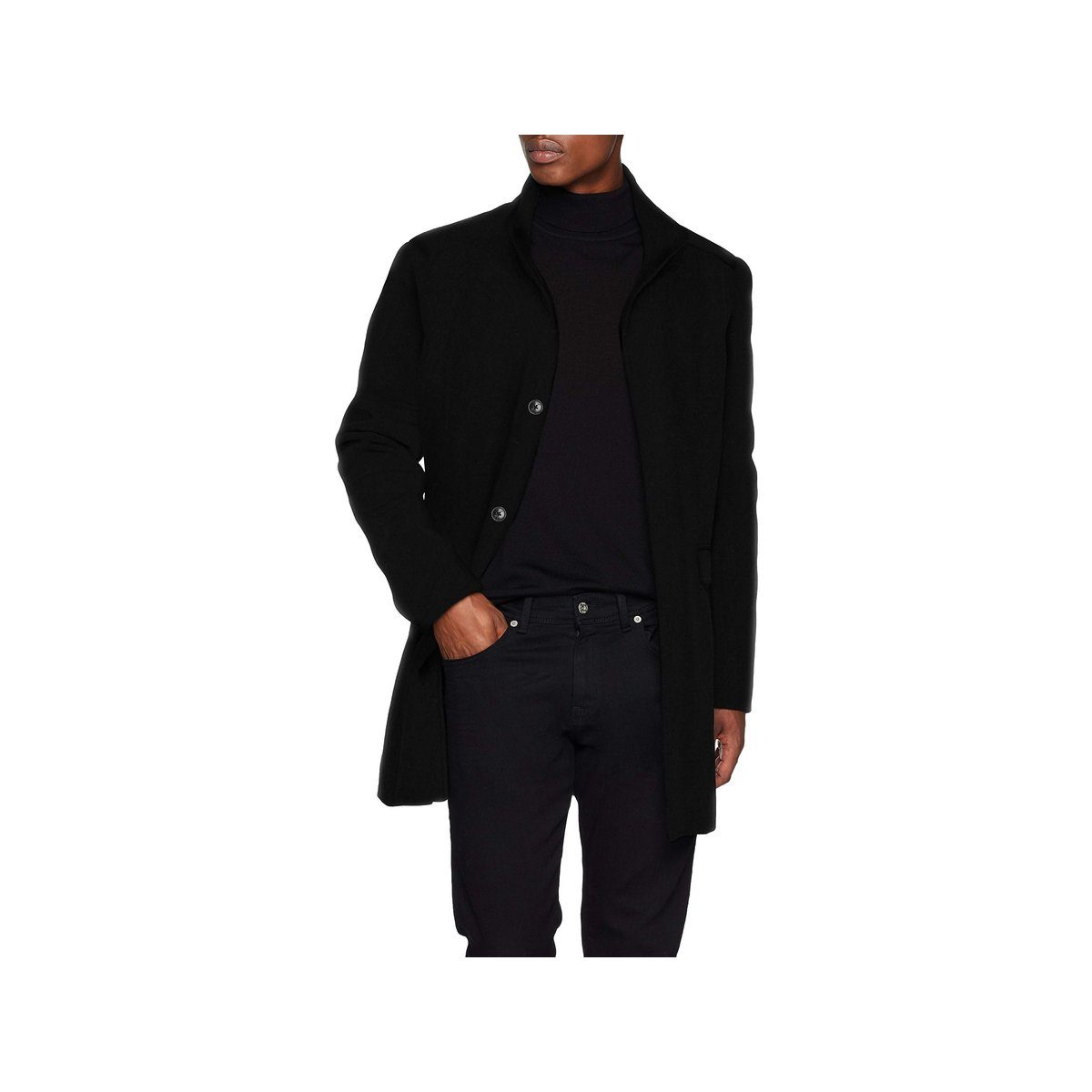 SELECTED HOMME Wollmantel schwarz regular fit (1-tlg)