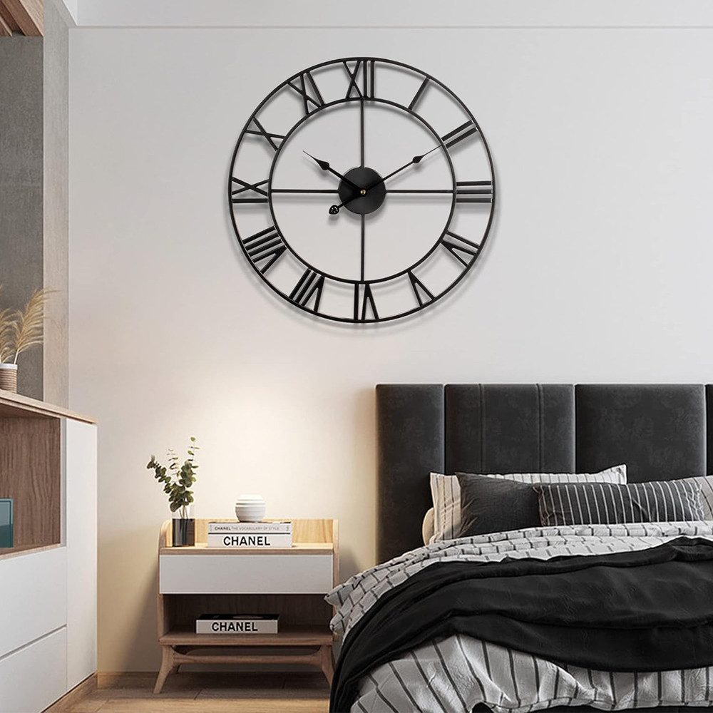 TUWENA Wanduhr Große Wanduhr,40/50cm Ohne TickgeräUsche Römische Ziffer Quarz Wanduhr (Betriebene Wanduhr Einfach Lesen für Zuhause Schlafzimmer Büro Schule) – Bild 5 von 5