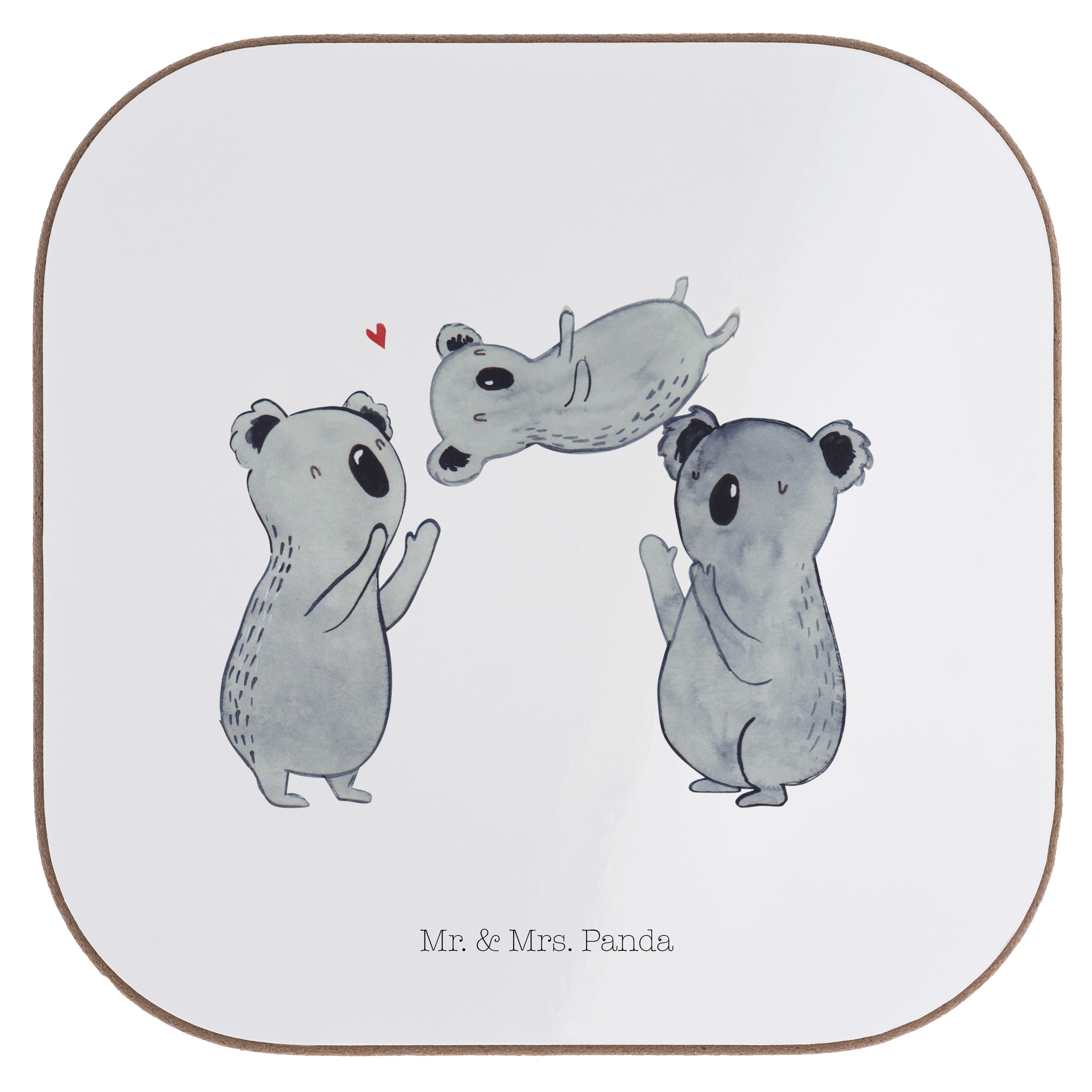 Mr. & Mrs. Panda Getränkeuntersetzer Koala Feiern Sich - Weiß - Geschenk, Geburtstag, Glasuntersetzer, Bie, 1-tlg.
