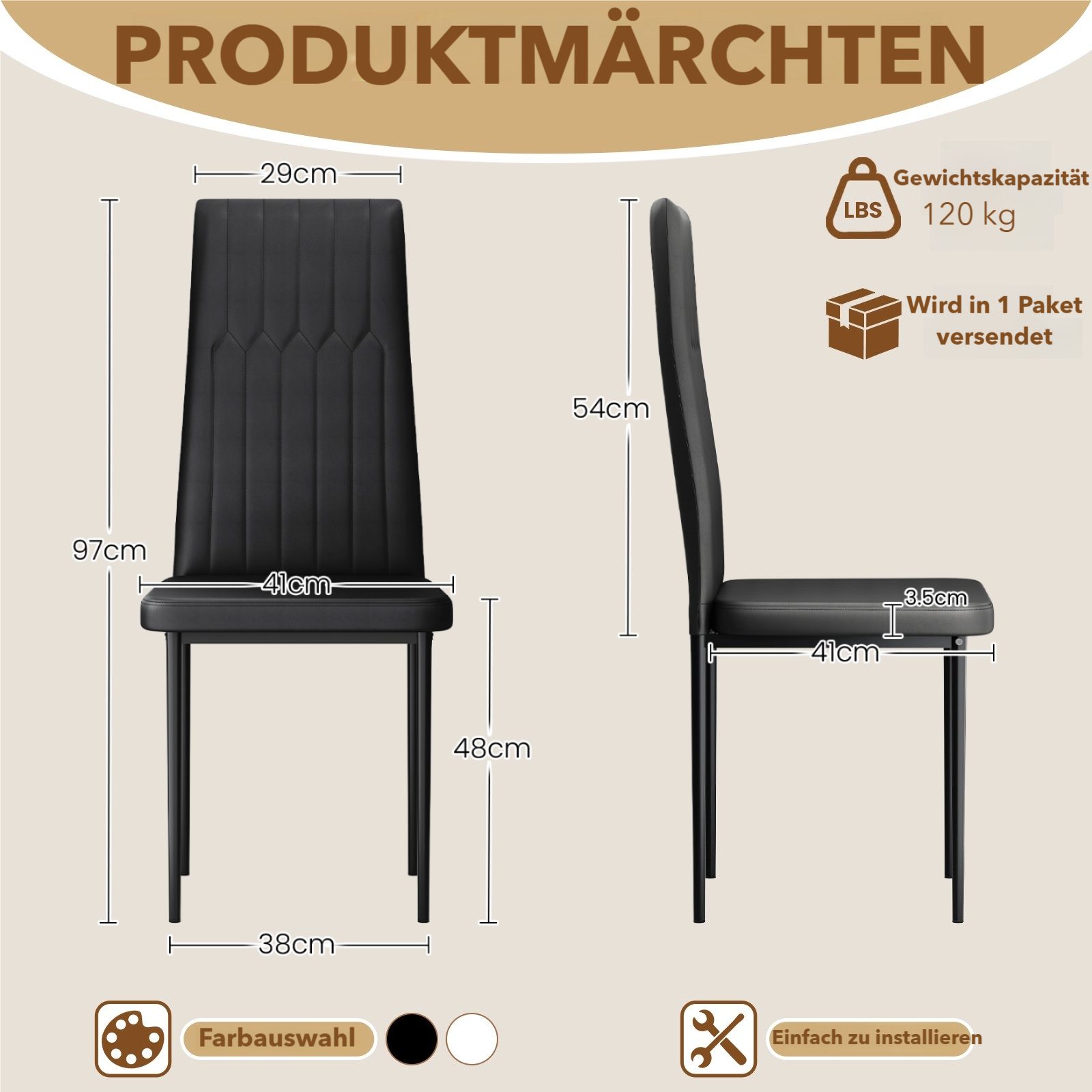 TLGREEN Esszimmerstuhl Stuhl mit hoher Rückenlehne, (6 St), für Esstisch, E günstig online kaufen