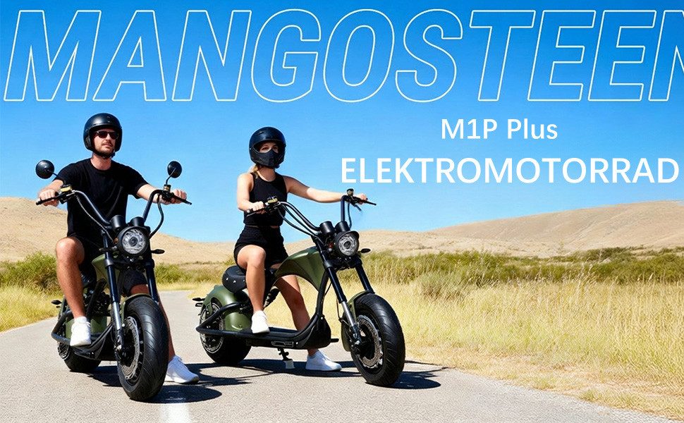 Vankel E-Motorroller M1P E-Chopper 2000W, 1800Wh, 80km Reichweite, Retro-Elektro-Scooter, 2000 W, 45 km/h, Straßenzugelassener E-Chopper für Stadt & Freizeit, & 200kg Zuladung