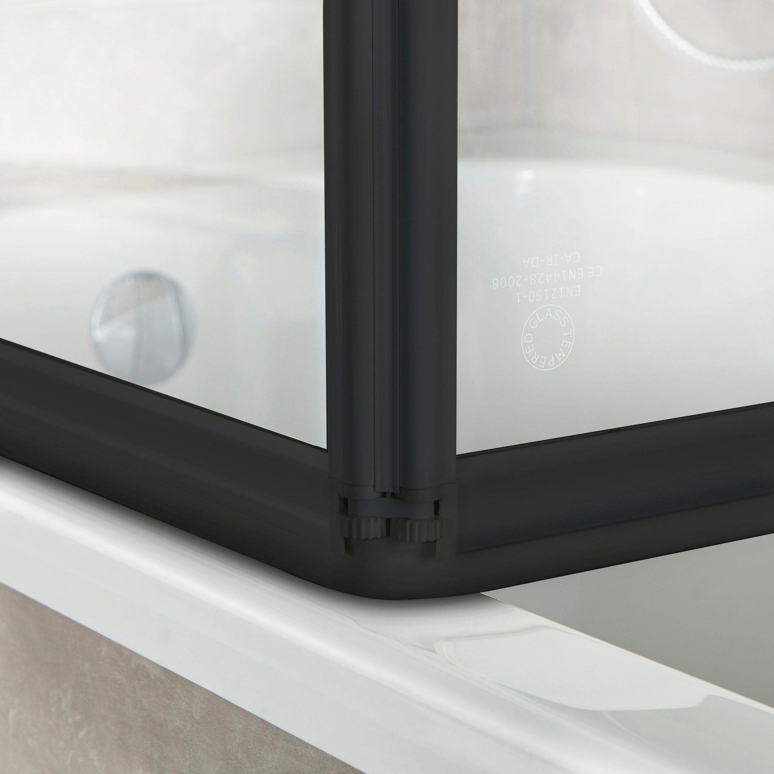 welltime Badewannenaufsatz Nassau, Einscheibensicherheitsglas, Badewannenfaltwand, Spritzschutzwand für Badewanne, Glas, 4 Elemente