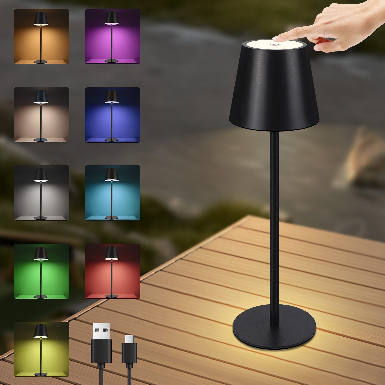 Nettlife LED Tischleuchte Kabellos Nachttischlampe Touch günstig online kaufen