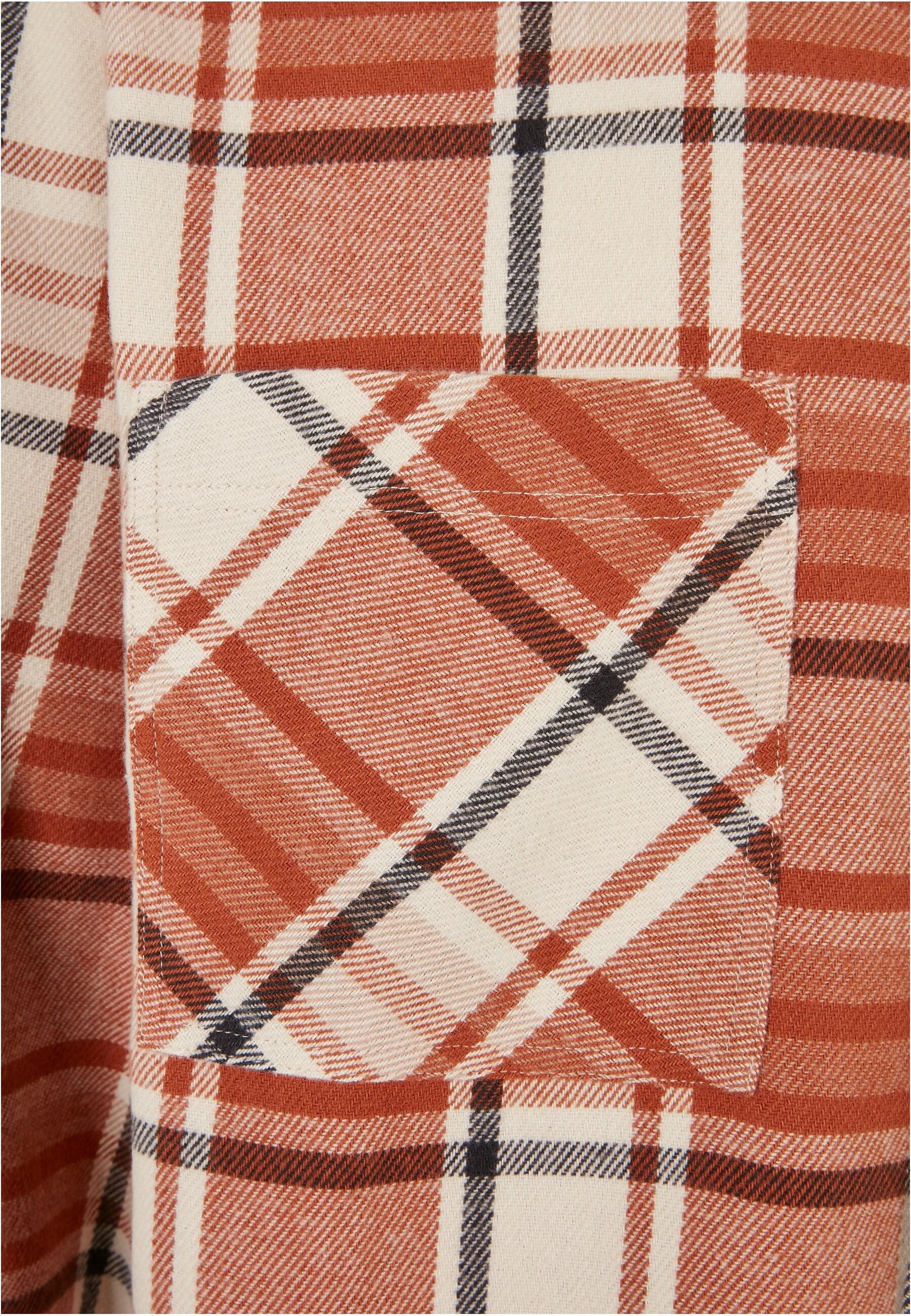 URBAN CLASSICS Langarmhemd Urban Classics Herren Long Oversized Checked Leaves Shirt (1-tlg)