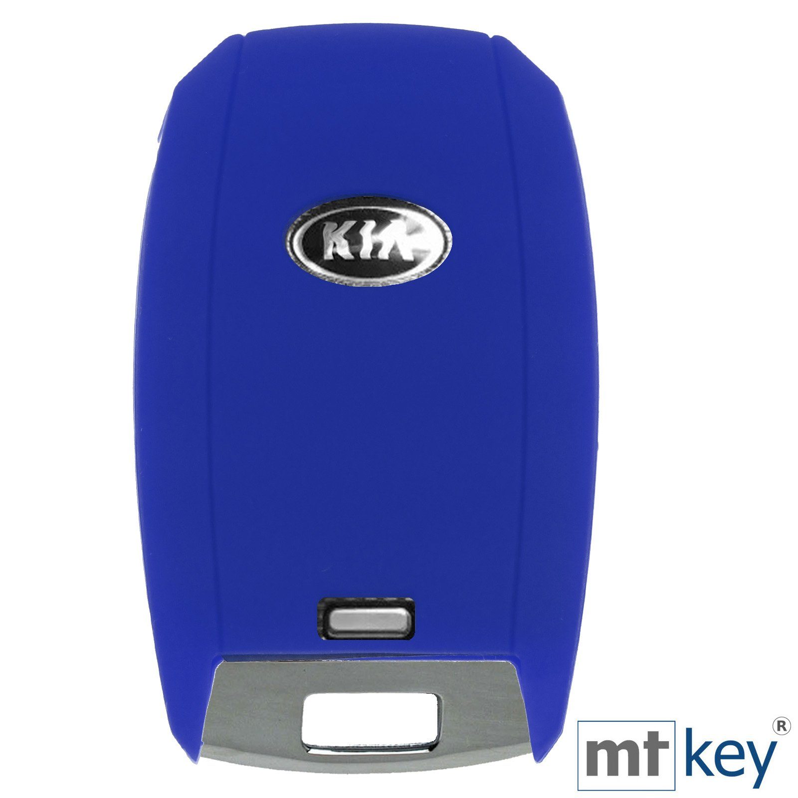 mt-key Schlüsseltasche Silikon 3 Tasten Rio Stonic Picantio Softcase KIA Autoschlüssel Ceed KEYLESS Soul Sportage für Blau, Schutzhülle