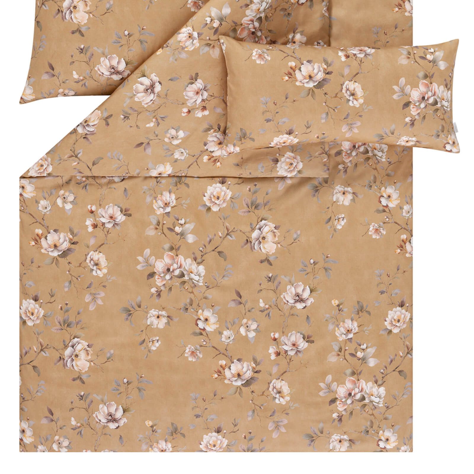 Estella Bettwäsche Lara 7954 740 Messing, Mako-Satin, 2 teilig, Floral
