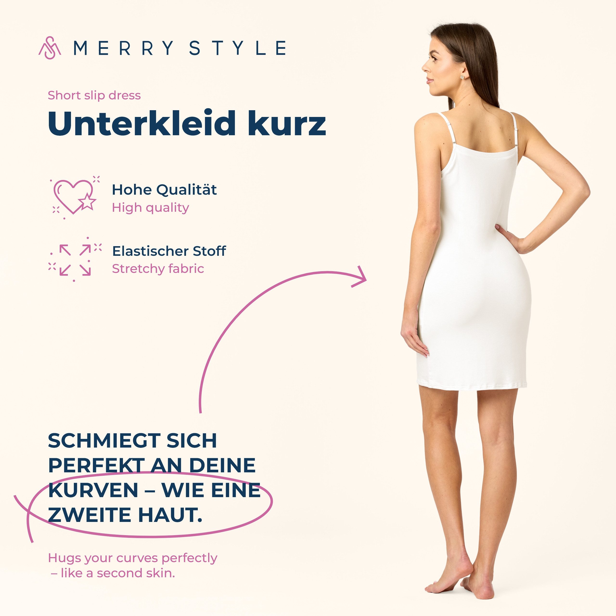Merry Style Unterkleid Damen kurz Viskose MS10-315 (1-tlg) verstellbare Träger