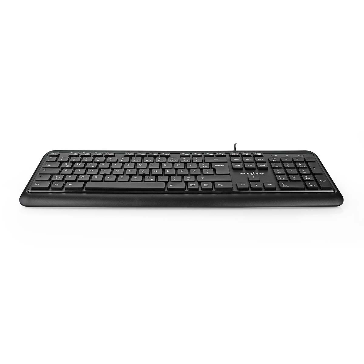 Nedis KBMU200BKDE Tastatur (USB-A, Multimedia, QWERTZ-Layout, numerische Tastatur für Büros)