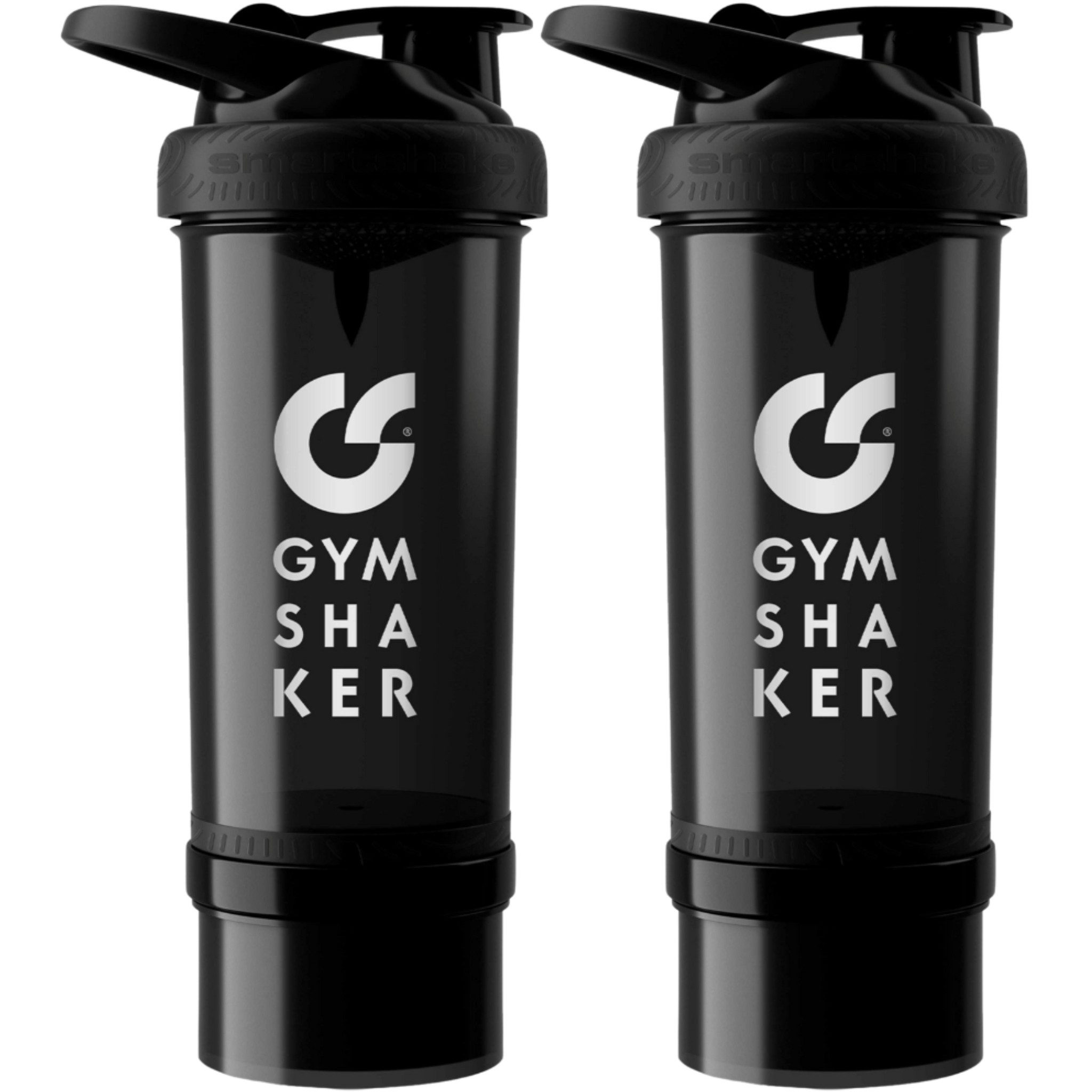 Protein Shaker mit Pulverfach 2er Pack Trinkflasche für Fitness, Gym & Bodybuilding