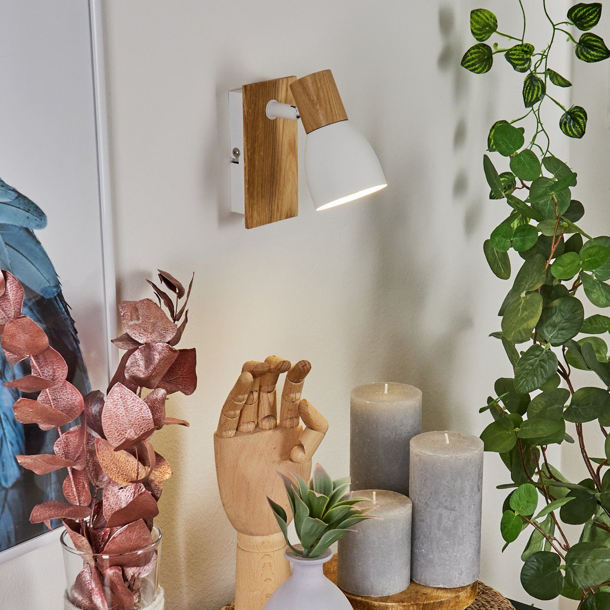 »Marostica« Deckenleuchte moderne Deckenlampe hofstein Leuchtmittel Metall/Holz ohne Natur/Weiß, in aus