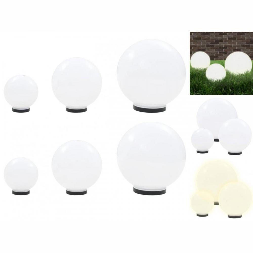 vidaXL Gartenleuchte 6 Stk LED-Gartenleuchten-Set Kugelförmig 20 30 40 cm PMMA Gartenlamp