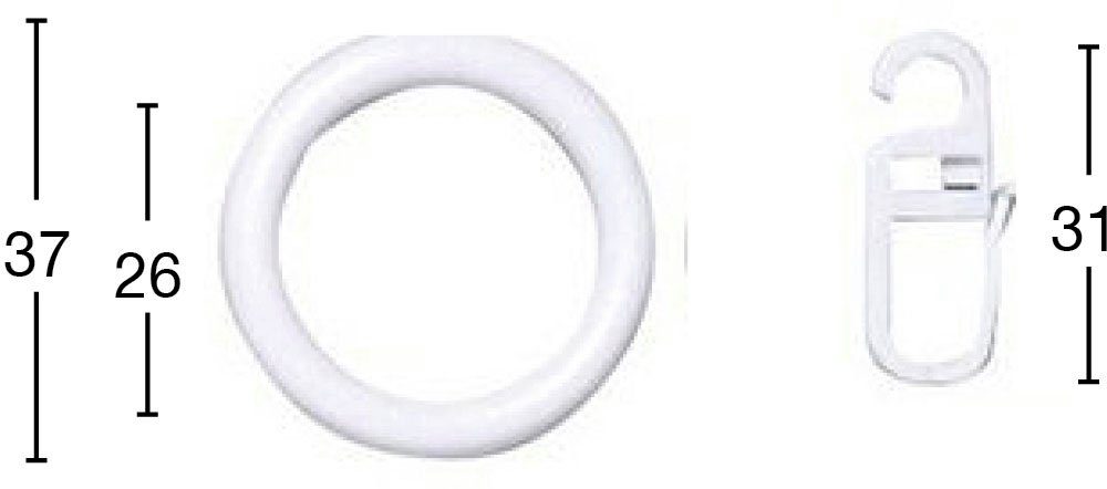 GARESA Gardinenring Kunststoffring mit Haken, Gardinen, (Set, 10-St., mit F günstig online kaufen