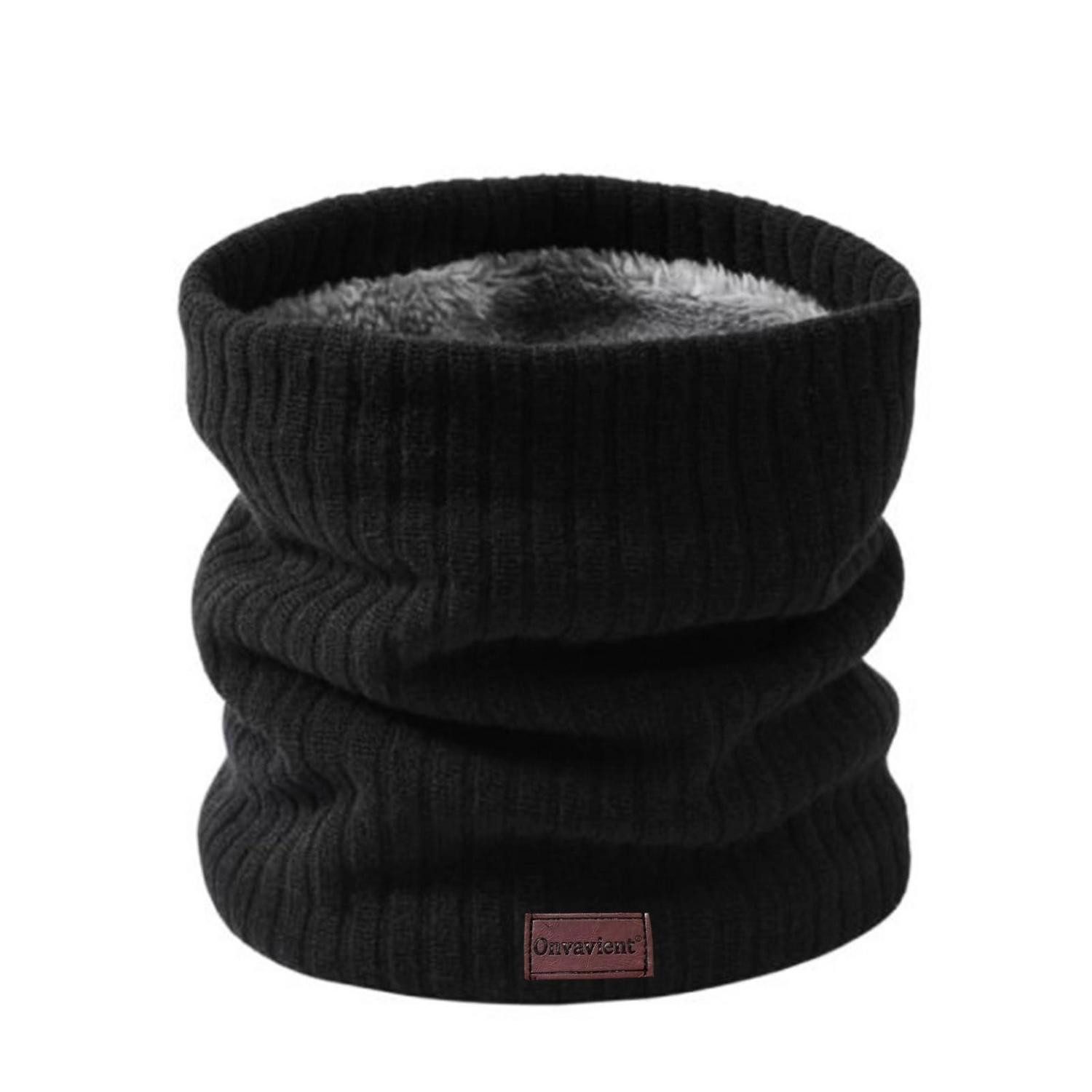 LuxusKollektion Loop Schal Herren Winter Fleece warm dick schwarz, (1-St)