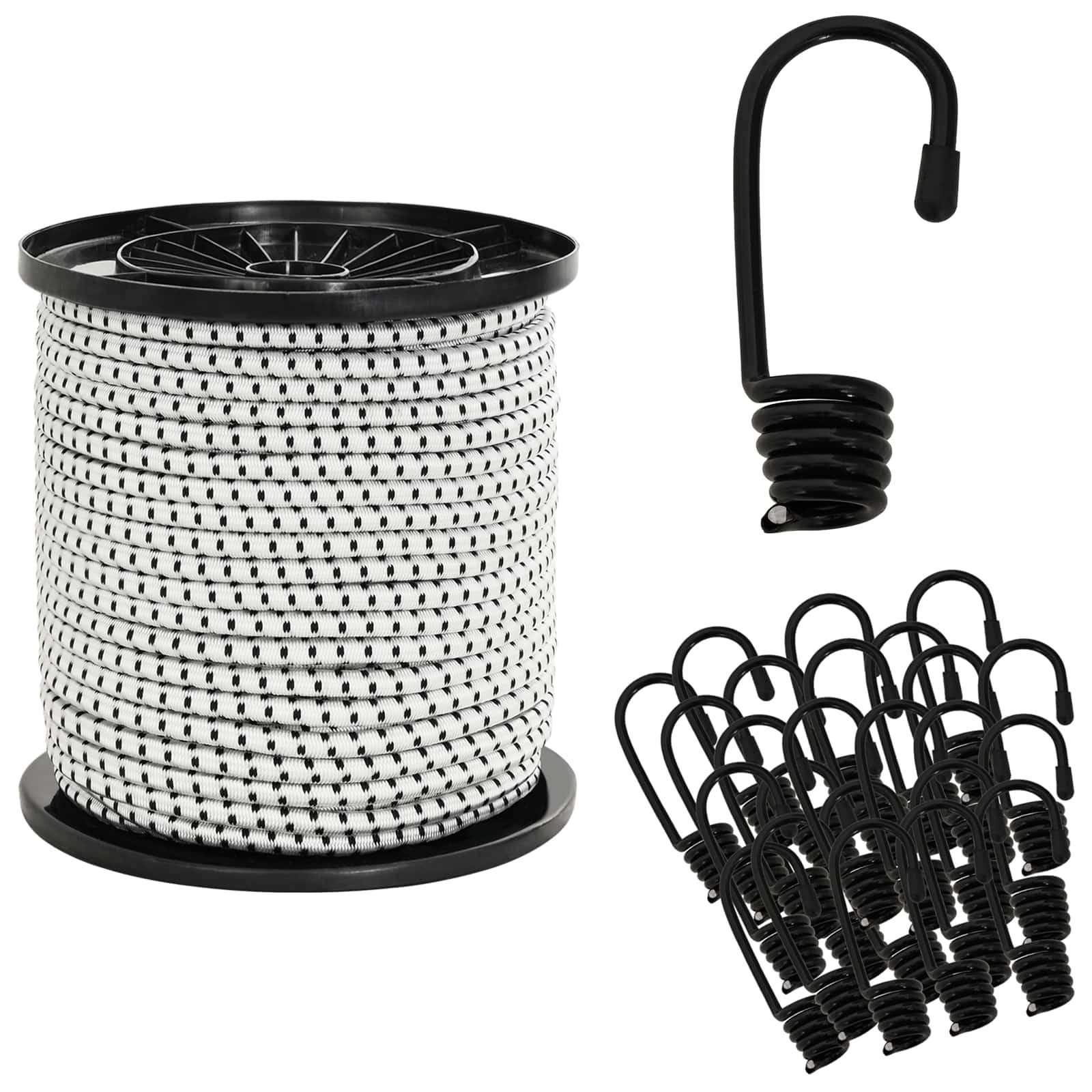 vidaXL Seil Bungee-Schnüre mit Haken 4 mm Schwarz und Weiß PP und Gummi