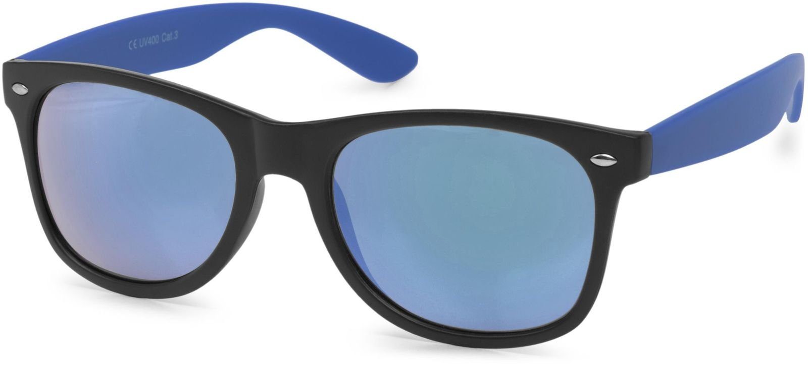 styleBREAKER Sonnenbrille (1-St) Verspiegelt Gestell Schwarz-Blau matt / Glas Blau