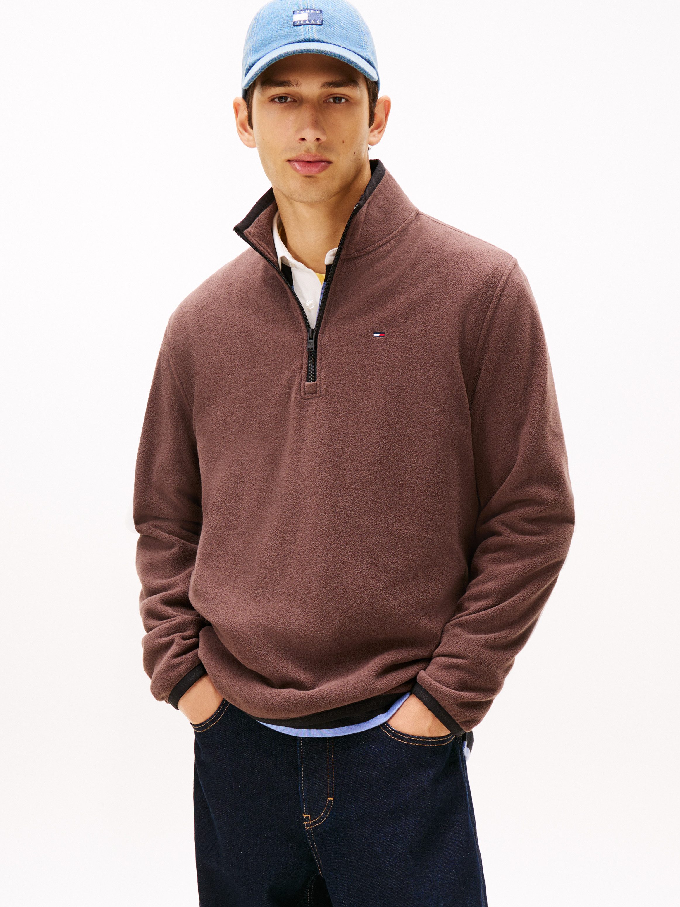 Tommy Jeans Fleecepullover TJM FLAG POLAR FLEECE normale Passform, Troyer