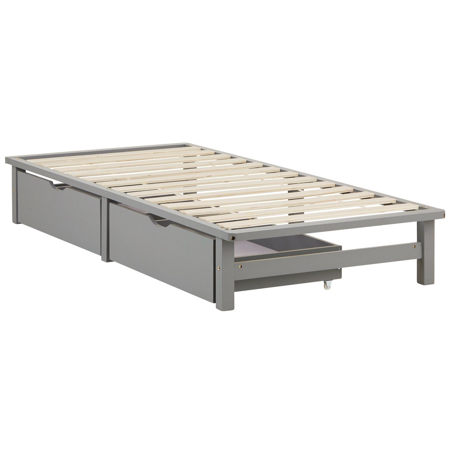 Homestyle4u Palettenbett 90x200 100x200 140x200 Holzbett Kiefer Natur Bettkasten Schublade (Set mit Lattenrost, 2x Bettkasten/Schublade), 90x200