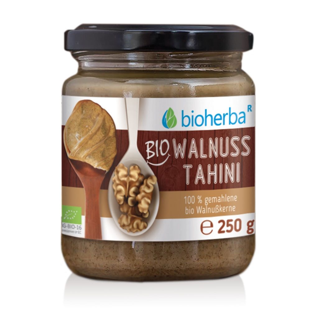 BIOHERBA R Bio Walnuss Tahini 100 % gemahlene Bio Walnusskerne 250g Glas
