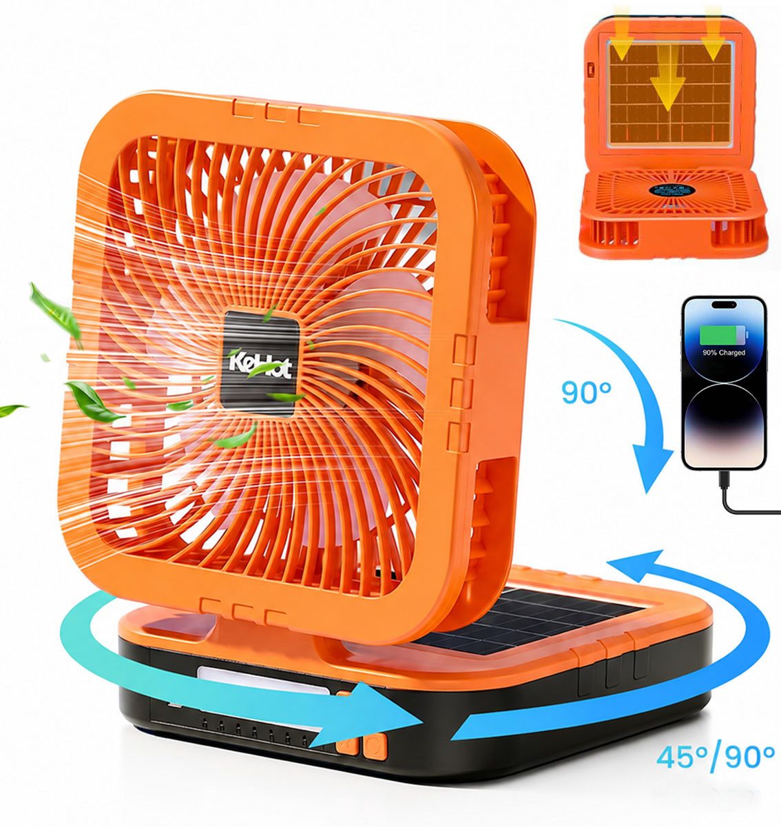 kehot Tischventilator Campingventilator mit Licht und Fernbedienung