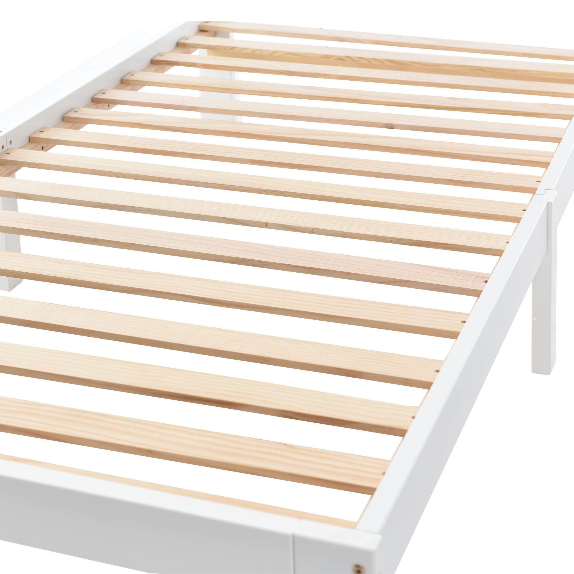 Massivholzbett (Einzelbett Jugendbett), mit LED-Beleuchtung & Polsterkopfteil, 90x200cm