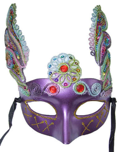 Das Kostümland Verkleidungsmaske Augenmaske Florenz mit bunten Pailletten Lila
